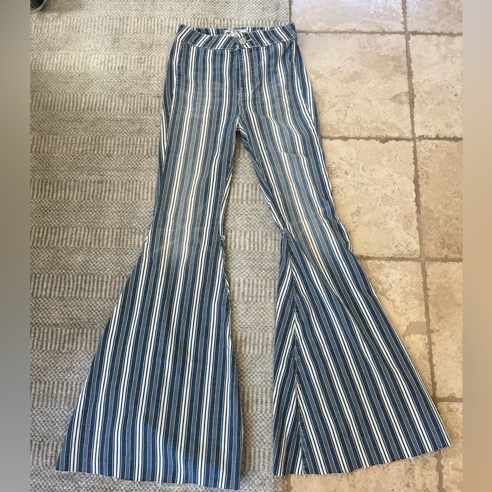 Free People bellbottom jeans, striped